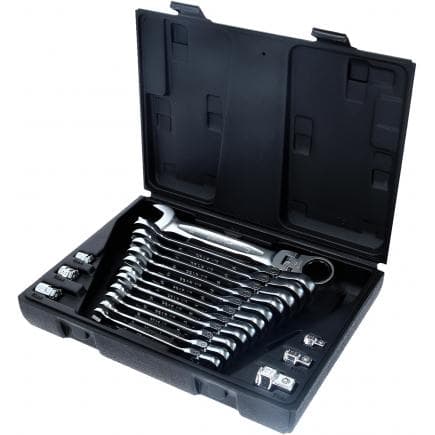 KS TOOLS 503.4868 - Jeu de clés mixtes à cliquet à tête inclinable à verrouillage GEAR plus (18 pcs)