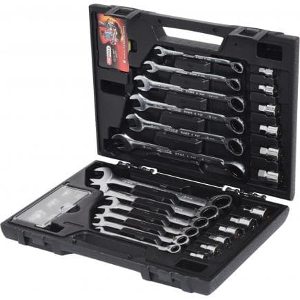 KS TOOLS 503.4960 - Jeu de clés mixtes à cliquet GEAR plus RINGSTOP avec adaptateurs (30 pcs)