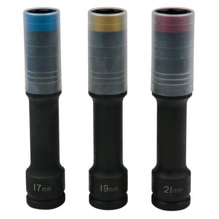 KS TOOLS 515.0622 - Kit de douilles d’impact jantes alu SlimPOWER, extra longues, 1/2", 17, 19, 21 mm (3 pcs)