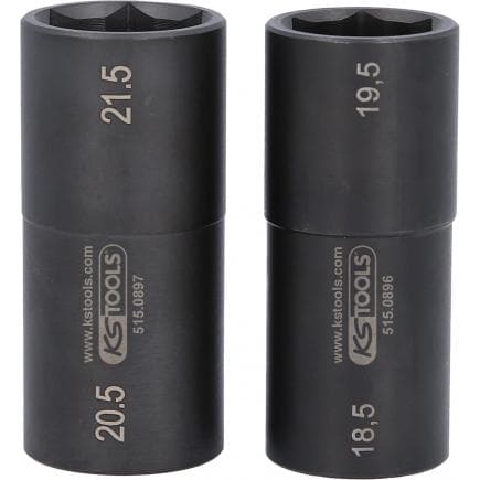 KS TOOLS 515.0895 - Jeu de douilles à chocs spéciales 1/2" pour jantes aluminium, pour Ford, 18,5 / 19,5 / 20,5 / 21,5 mm (2 pcs)