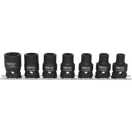 KS TOOLS 515.1106 - 1/2" Jeu de douilles à chocs Torx E, courtes, E10-E24 (7 pcs)