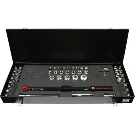 KS TOOLS 516.1475 - 1/2" Coffret de clés dynamométriques ERGOTORQUE® precision à carré d'entraînement bouton, 60-320Nm (49 pcs)