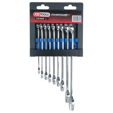 KS TOOLS 518.0640 - Jeu de clés mixtes inclinées CHROME plus (9 pcs)