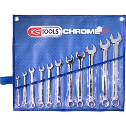 KS TOOLS 518.3000 - Jeu de clés mixtes inclinées CHROME plus pouce (11 pcs)