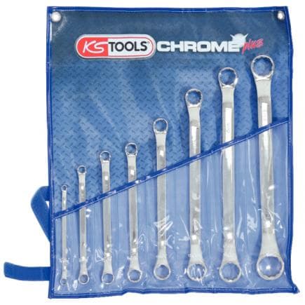 KS TOOLS 518.3100 - Jeux de clés polygonales têtes contre-coudées CHROME plus 1/4"x5/16"-1.1/8"x1.1/4" (8 pcs)