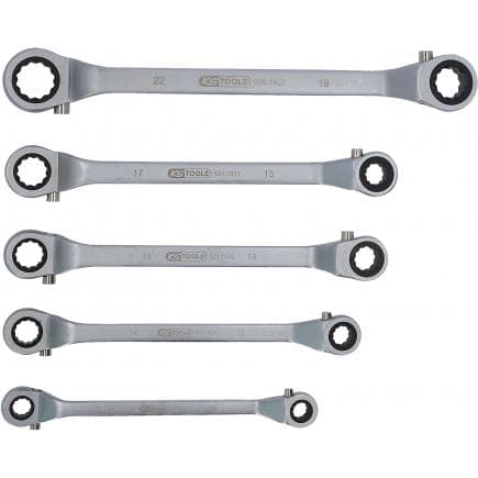 KS TOOLS 520.1000 - Jeu de clés polygonales à cliquet réversible 10x11-19x22mm (5 pcs)