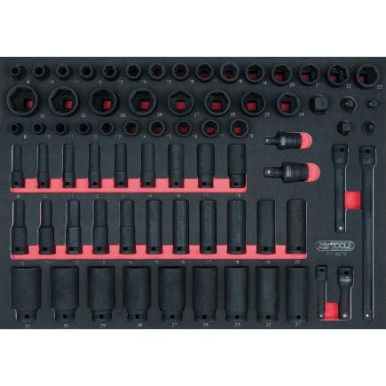 KS TOOLS 711.0073 - 3/8"+1/2" SCS Module de clés à douille à choc, modules système 1/1 (73 pcs)