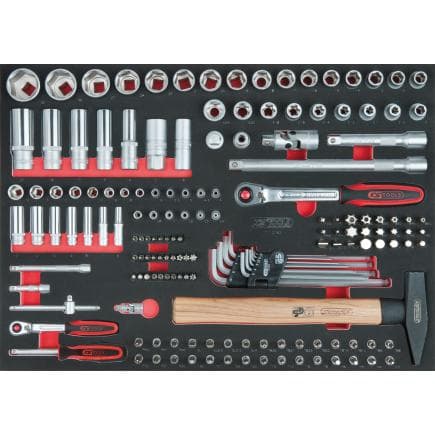 KS TOOLS 711.0163 - SCS Module de douilles 1/4"+1/2", modules système 1/1 (163 pcs)
