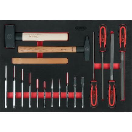 KS TOOLS 711.1018 - Module de limes, marteaux et burins, modules système 1/1 (18 pcs)