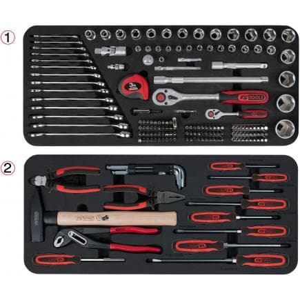 KS TOOLS 713.0175 - Jeu de modules universels TOOLBOX pour 2 compartiments avec 175 outils premium