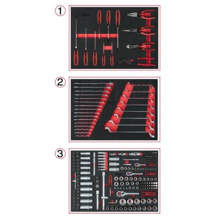 KS TOOLS 713.0215 - Composition de 215 outils de qualité pour 3 tiroirs de servante