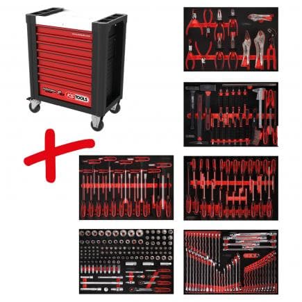KS TOOLS 810.6271 - Composition pour servante d’atelier PERFORMANCE plus P10 avec 271 outils pour 6 tiroirs