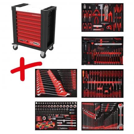 KS TOOLS 810.6284 - Composition pour servante d’atelier PERFORMANCE plus P10 avec 284 outils pour 6 tiroirs