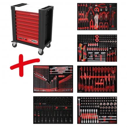 KS TOOLS 810.6423 - Composition pour servante d’atelier PERFORMANCE plus P10 avec 423 outils pour 6 tiroirs