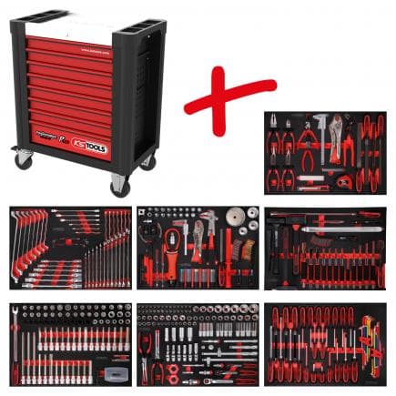 KS TOOLS 810.7397 - Composition pour servante d’atelier PERFORMANCE plus P10 avec 397 outils pour 7 tiroirs