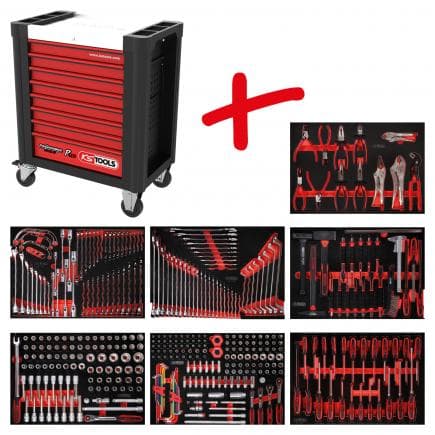 KS TOOLS 810.7399 - Composition pour servante d’atelier PERFORMANCE plus P10 avec 399 outils pour 7 tiroirs