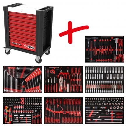 KS TOOLS 810.7403 - Composition pour servante d’atelier PERFORMANCE plus P10 avec 403 outils pour 7 tiroirs