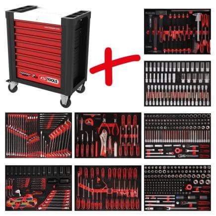 KS TOOLS 810.8536 - Composition pour servante d’atelier PERFORMANCE plus P10 avec 536 outils pour 8 tiroirs