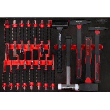 KS TOOLS 811.0020 - Jeu de marteaux et burins dans insert en mousse (20 pcs)