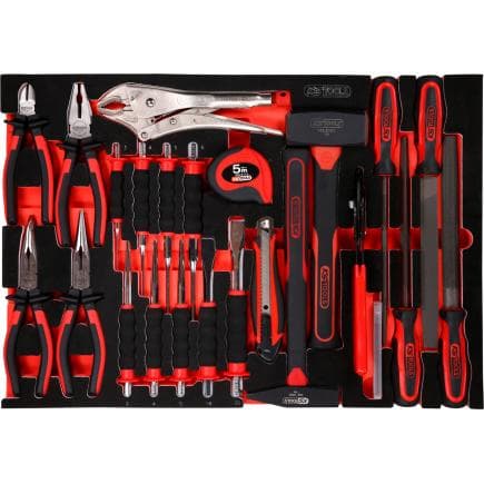 KS TOOLS 811.0033 - Jeu de pinces, marteaux et burins dans insert en mousse (33 pcs)
