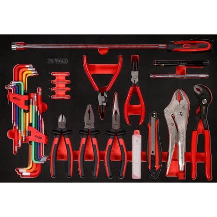 KS TOOLS 811.0045 - Jeu de clés mâles coudées et de pinces dans insert en mousse (45 pcs)