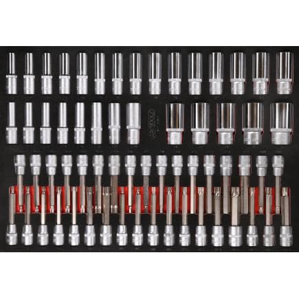 KS TOOLS 811.0063 - Jeu de clés à douille et de douilles tournevis 1/2" dans insert en mousse (63 pcs)