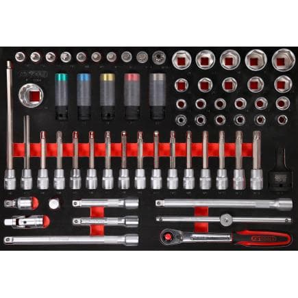 KS TOOLS 811.0064 - Jeu de douilles tournevis 1/2" dans insert en mousse (64 pcs)