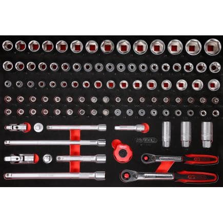 KS TOOLS 811.0101 - Jeu de clés à douille 3/8''+ 1/2" dans insert en mousse (101 pcs)