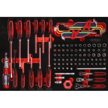 KS TOOLS 811.0105 - Jeu de clés à douille et de tournevis 1/4" dans insert en mousse (105 pcs)