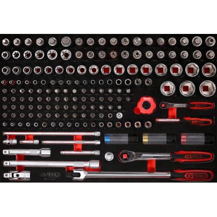 KS TOOLS 811.0167 - Jeu de clés à douille 1/4''+ 1/2" dans insert en mousse (167 pcs)