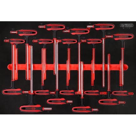 KS TOOLS 811.1018 - Jeu de clés mâles coudées à poignée en T dans insert en mousse (18 pcs)