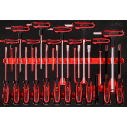 KS TOOLS 811.1022 - Jeu de poignées en T et de tournevis dans insert en mousse (22 pcs)