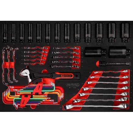 KS TOOLS 811.1055 - Jeu de clés à molette et de douilles à chocs dans insert en mousse (55 pcs)