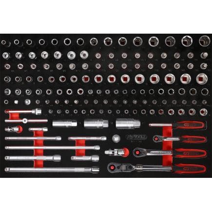 KS TOOLS 811.1142 - Jeu de clés à douille 1/4''+ 3/8" dans insert en mousse (142 pcs)
