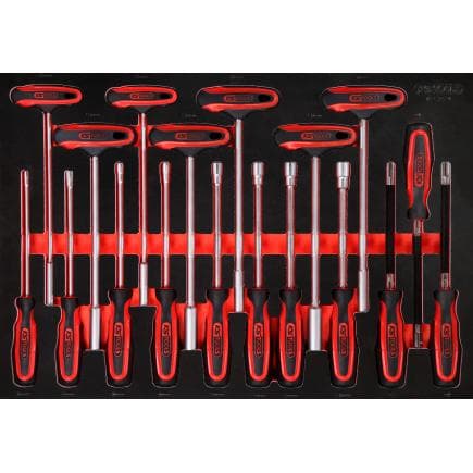 KS TOOLS 811.2018 - Jeu de clés mâles coudées à poignée en T dans insert en mousse (18 pcs)