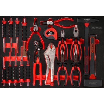 KS TOOLS 811.2022 - Jeu de pinces, marteaux et burins dans insert en mousse (22 pcs)