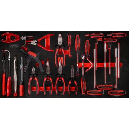 KS TOOLS 813.0024 - Jeu de clés mâles coudées à poignée en T et de pinces dans insert en mousse (24 pcs)