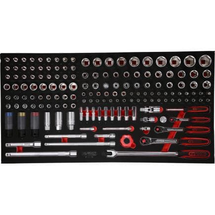 KS TOOLS 813.0156 - Jeu de clés à douille 1/4'' + 3/8'' + 1/2'' dans insert en mousse (156 pcs)