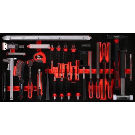 KS TOOLS 813.1036 - Jeu de marteaux, de burins et d’outils de mesure dans insert en mousse (36 pcs)