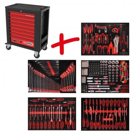 KS TOOLS 815.5262 - Composition pour servante d’atelier PERFORMANCE plus P15 avec 262 outils pour 5 tiroirs