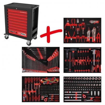 KS TOOLS 815.5279 - Composition pour servante d’atelier PERFORMANCE plus P15 avec 279 outils pour 5 tiroirs