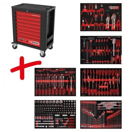KS TOOLS 815.6271 - Composition pour servante d’atelier PERFORMANCE plus P15 avec 271 outils pour 6 tiroirs