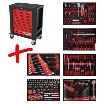 KS TOOLS 815.6284 - Composition pour servante d’atelier PERFORMANCE plus P15 avec 284 outils pour 6 tiroirs