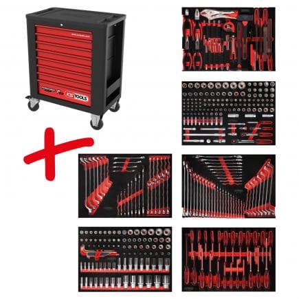 KS TOOLS 815.6366 - Composition pour servante d’atelier PERFORMANCE plus P15 avec 366 outils pour 6 tiroirs