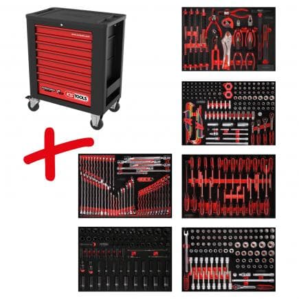 KS TOOLS 815.6423 - Composition pour servante d’atelier PERFORMANCE plus P15 avec 423 outils pour 6 tiroirs