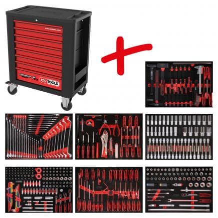 KS TOOLS 815.7403 - Composition pour servante d’atelier PERFORMANCE plus P15 avec 403 outils pour 7 tiroirs