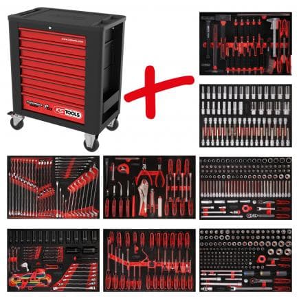 KS TOOLS 815.8536 - Composition pour servante d’atelier PERFORMANCE plus P15 avec 536 outils pour 8 tiroirs