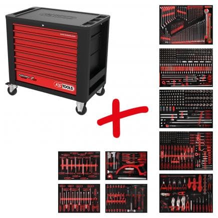 KS TOOLS 820.9706 - Composition pour servante d’atelier PERFORMANCE plus P20 avec 706 outils pour 7 tiroirs