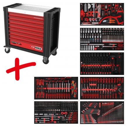 KS TOOLS 825.7510 - Composition pour servante d’atelier PERFORMANCE plus P25 avec 510 outils pour 7 tiroirs