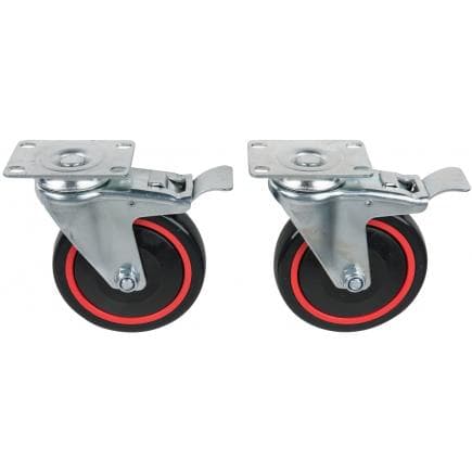 KS TOOLS 826.9505 - Jeu de roues pivotantes RACING line, avec frein de roulement et de rotation, incl. vis